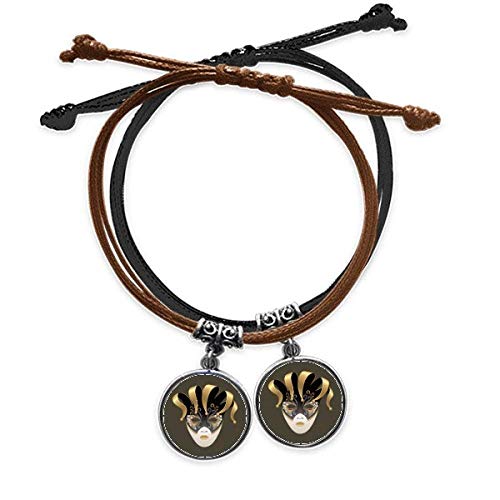 Bracelet Carnaval de Venise en cuir double ajustable anti-irritation