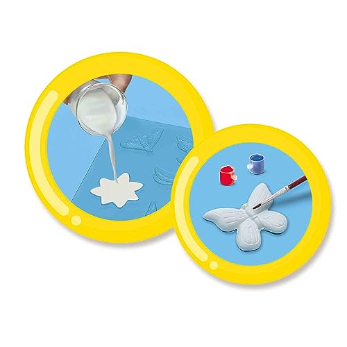 SES Creative | Gipsmodellierset Glitzerschmetterlinge | Große Form + Farbe und Glitzer | Gips schnell trocknend | Kreative Aktivität für Kinder | Leicht zu reinigen | Geschenkidee Ab 5 Jahren
