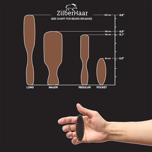 ZilberHaar - Pocket Mustache and Beard Brush - Soft Boar Bristles and Pearwood - Perfect Grooming Tool for Men - Relieves Itch, Works with all Beard Balms and Beard Oils - Made in Europe