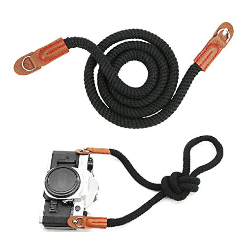 Xyntor Correa para el cuello de la cámara |Ergonómico y cómodo para cámaras sin espejo |Correa de hombro de algodón puro para viajes/senderismo/vlogging |Ligero y resistente (Negra) - imagen 3
