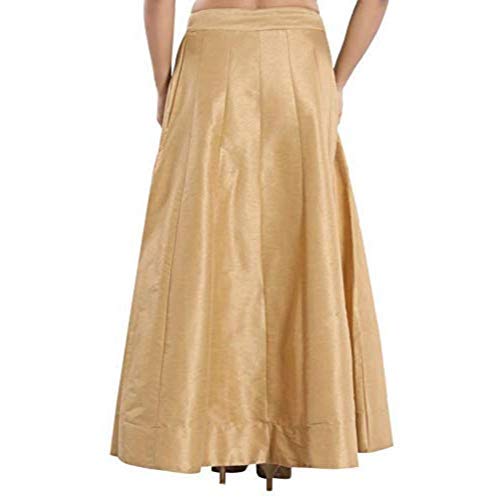 DREAM & DZIRE Golden Skirt of Raw Silk from Banaras for All Small Size and Plus Size.3