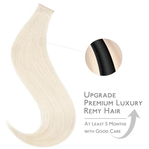Image of WENNALIFE Invisi Edge & Classic Tape in Hair Extensions Human Hair | 14 Inch 50g 20pcs (Invisi Edge & Classic) White Blonde Invisi Remy Hair Natural Seamless Injected Tape Ins