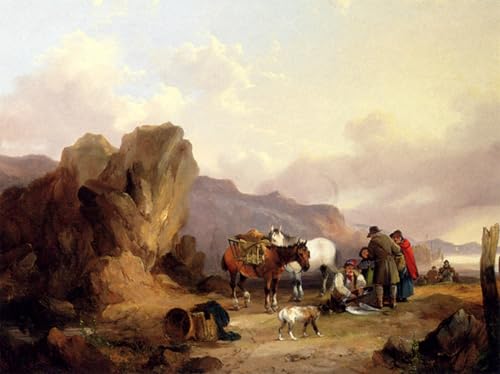 Art Tableau Pêcheurs William Shayer Snr Décoration Murale pour Grand Mur Vide 60x90cm