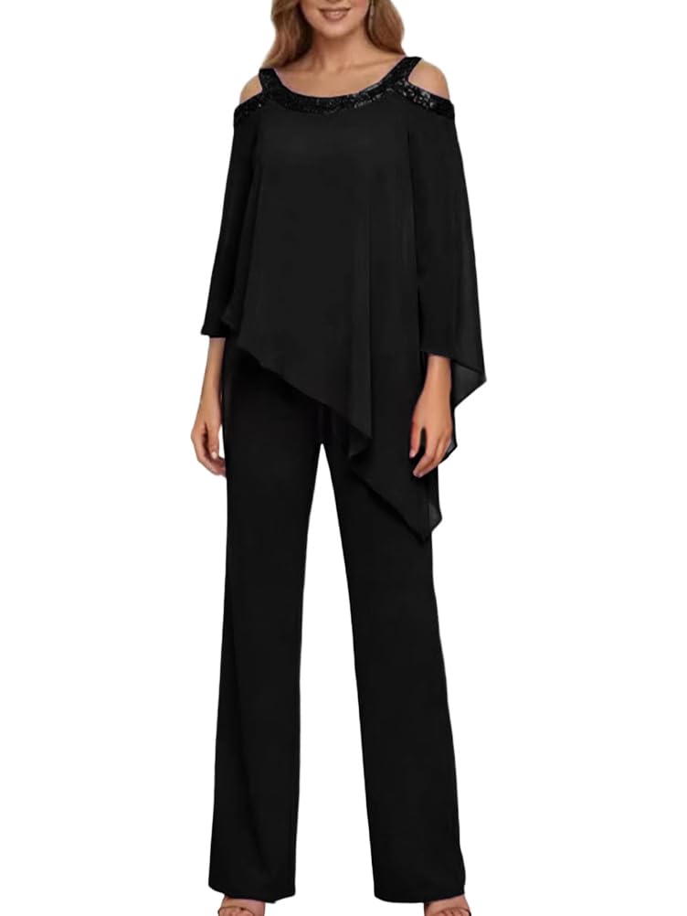 shownicer Ensemble Femme Chic Et Elegant 2 Pièces Tailleurs-Pantalons Élégante Costume Mere De La Mariee Tenue Grande Taille Ensemble De Ceremonie
