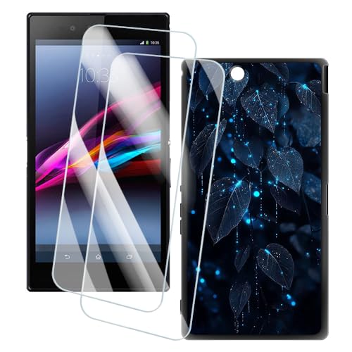 OAGELIM 2 Pack Protège-Écran + Coque Compatible avec Sony Xperia Z Ultra XL39H (6.4 Pouce) Coque Impression Artistique Personnalisée et Film Verre Trempé...