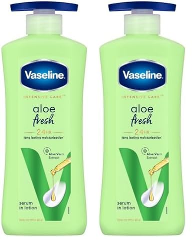 Vaseline Intensive Care, Aloe Fresh Hydrating Body Lotion, 400 ml, for Fresh, Hydrated Skin, with 100% Pure Aloe Vera Extract, for Dry, Rough Skin, for Men & Women (Pack of 2)-image-21