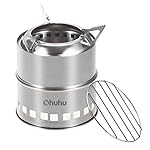 Hornillo de acampada Ohuhu, hornillo portátil de a...: Amplia compatibilidad: Puedes colocar casi cualquier olla o sartén en este práctico hornillo portátil para leña gracias a su gran superficie de cocinado. Para cualquier situación: puedes hervir agua, cocinar alimentos o simplemente hacer un buen fueg...