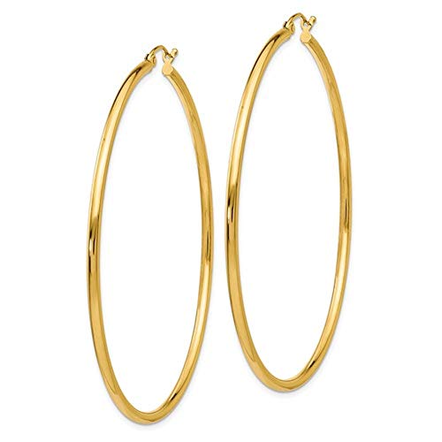 Image of 14K Gold Classic Real Hoop Earrings, (2mm Tube)