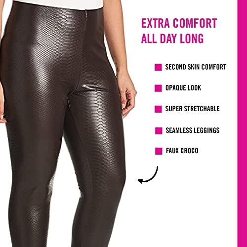 HUE Women's Sleek Effect High Waist Leggings, Chocolate Plum-Croco, Small3