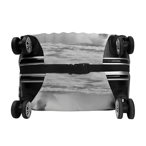 Black And White Horses Running Luggage Cover, Washable Elastic Suitcase Cover Protector Fit 18-32 Inch Luggage 6