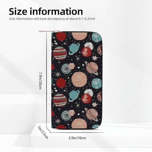 Leather Hand Wallet for Mothers Day Women Card Holder Large Capacity Credit Wallet with Zippering Planet4
