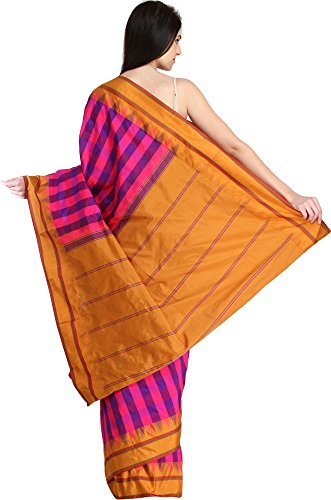 Exotic India pink pure silk saree in pure silk – image 3