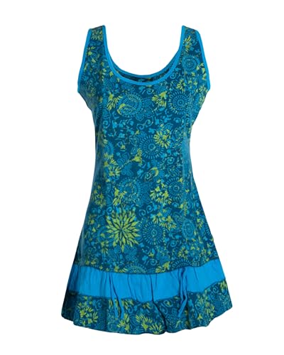 Vishes - Alternative Bekleidung - Damen Lagen-Look Jersey-Tunika Sommerkleid Träger-Kleid türkis 40