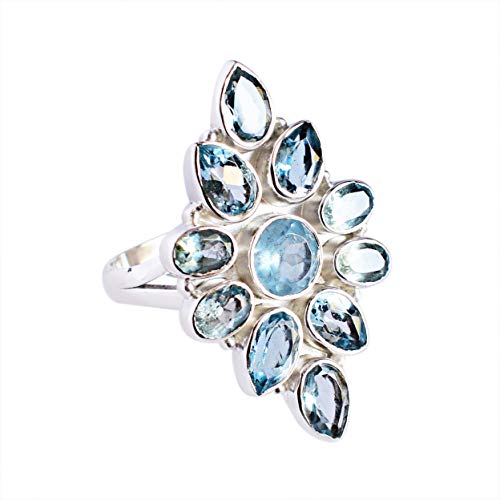 Anillo de plata de ley 925 Blue Topz FSJ-5601 dile adiós a las alergias