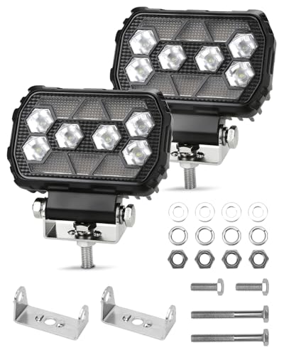SUPAREE Faros LED 4x4 Luz de Trabajo para Tractor Foco de Trabajo 12V Tractor Luces 6000K Blancas y 3000K Amarillas 8-90V IP67 Impermeable per Off-Road Camión SUV UTV ATV 2pcs