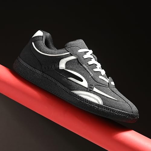 Image of Cruiser Men's Low-Top Sneakers | Chunky Platform Cushioned Insole | Trendy & Stylish Modern Lace-Up Athletic Shoes with Wave Graphic Side Panels| Retro Street Style Casual Walking Footwear (2658)