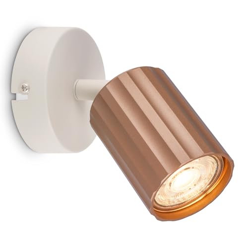 BRILONER - Wandleuchte innen mit Riffeln, schwenkbar, GU10, max. 9W, Leselampe, Wohnzimmerlampe, Lampe, Wandlampe, Küchenlampe, Flurlampe, Schlafzimmer, Wandbeleuchtung, 8x8x12,5 cm, Coffee