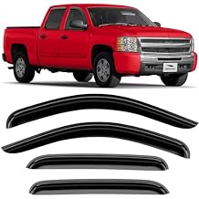Voron Glass Tape-on Extra Durable Rain Guards for Trucks Chevrolet Chevy Silverado/GMC Sierra 2007-2013 Crew Cab, Window Deflectors, Vent Window Visors, 4 Pieces - 120003