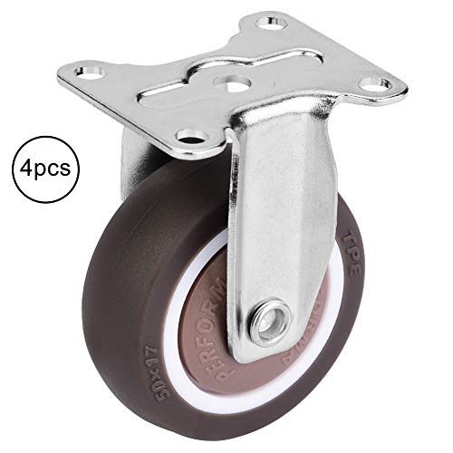 Wincal Fixed Caster, 4Pcs 2 Inch TPE Rubber Movable Silent Chair Fixed Rubber Casters for DIY Trolley, Mobile Shopping Carts - Image 4