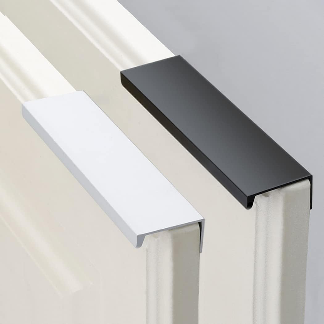 Manijas ocultas, manijas invisibles, para armario, cocina, armario, cocina, tiradores ocultos con borde de dedo, manijas de gabinete, manijas de cajones, pomos de muebles, color plateado, 2 piezas