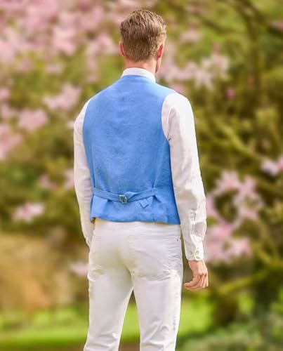 Mens Linen Vest Business Casual Beach Wedding Groomsmen Suit Vest Lightweight Waistcoat3