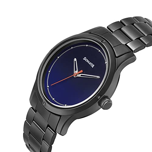 Image of Sonata Women of Steel Blue Dial Stainless Steel Strap Analog Watch for Women-NS8183NM01