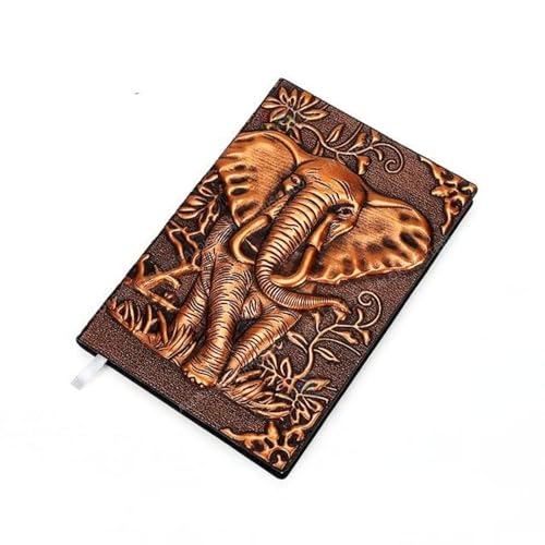 Image of MANAKI 3D Copper Elephant DND Vintage Leather Journal Writing Notebook with 200 Pages A5 Journal Diary,Antique Handmade Leather Diary,Travel Diary&Notebooks to Write in,Diary Gift for Men Women