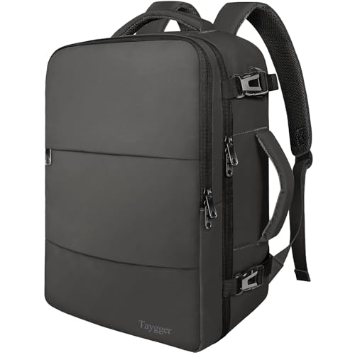 Taygeer Rucksack Handgepäck Flugzeug 55x35x25 Kompatibel mit Air France, Große Kapazität Reiserucksack mit Schuhtasche und Trocken-Nassfach,18.4 Zoll Laptop Rucksack für Business,Wandern, Dunkelgrau
