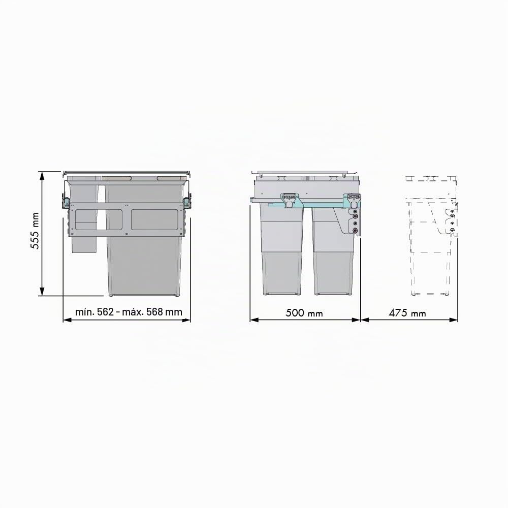 Menage Confort Cubo de Basura extraíble con Apertura automática para Armario de Cocina con 4 contenedores