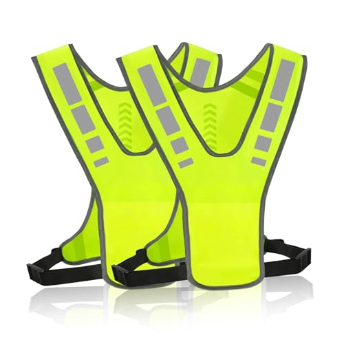CAINCAY Reflektorweste 2 Stück Einstellbar Warnweste Leicht Sicherheitsweste Fahrrad, Reflektierende Weste Atmungsaktiv Laufweste Reflektoren Kleidung für Joggen Wandern Radfahren