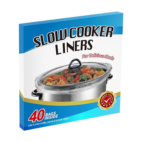 40×Slow Cooker Liners, Large pot Liner Disposable Cooking Bags, Fit 3QT to 8QT for Slow Cooker, pot, Suitable for Oval & Round Pots 13