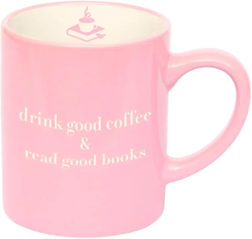 Keramikmugg med bokmotiv puderrosa 350 ml