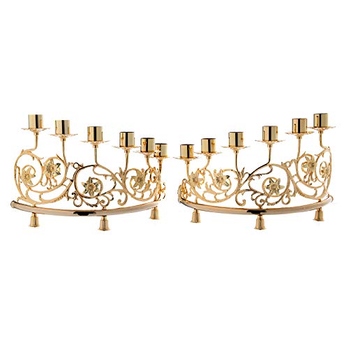 Pair of Candelabra with 6 arms in cast Brass, Baroque Style 30x50cm