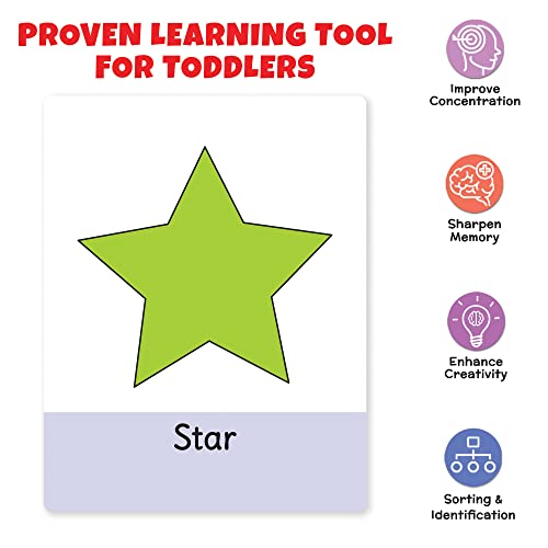Image of Big Flash Cards for Kids: Shapes & Colours | 32 Double-Sided Picture Cards, Durable & Water Resistant | Early Learning & Development Toy for Preschoolers & Toddlers 2-6 Years