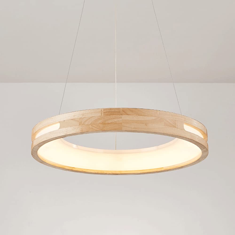 Lustre à Anneau en Bois Luminaire Suspendu Minimaliste Haut de Gamme pour Salle à Manger