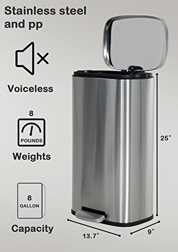 Caneca de basura rectangular 30L con tapa y pedal miniatura 6
