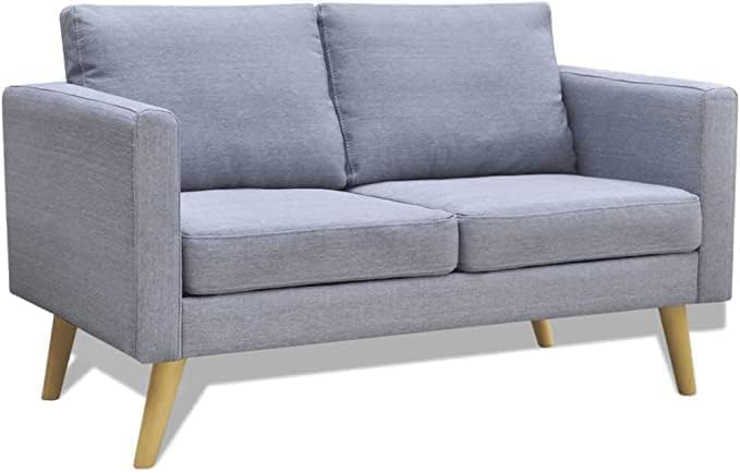 Poppins HOME Furniture - Sofa Living Room Seating Couch Set Modular Chaise Lounge Seater Sectional Office Home Furniture Recliner 2-Seater Fabric (Light Grey)