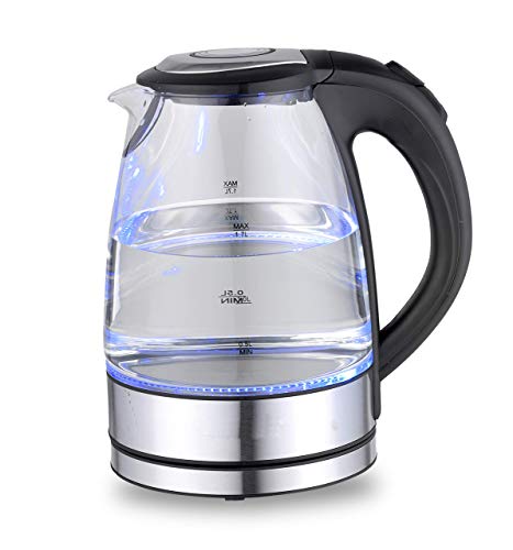 Culinary Edge ET1710 1.7 Liter Electric Cordless Glass Tea Kettle with LED Indicator,Auto Shut-Off and Boil-Dry Protection