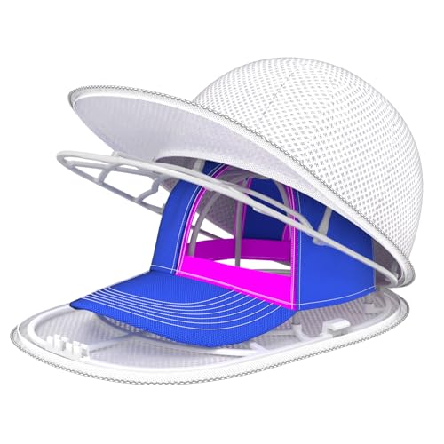 YEENOR Hat Washer Cage for Washing Machine - Baseball Cap Cleaner Rack, Ball Cap Washing, Dishwasher Safe, Perfect for Cleaning and Protecting Hats in Dishwasher (White 1 Pack with Bag)