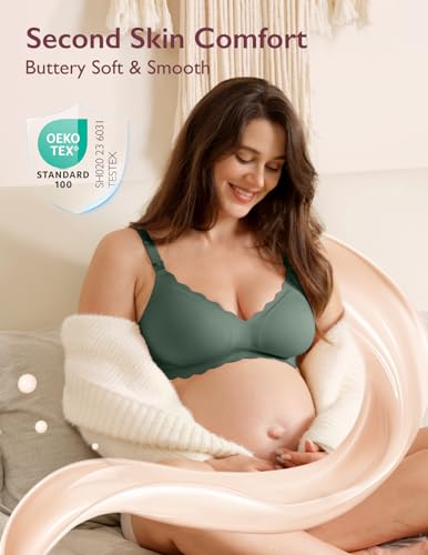 Image of Momcozy Nursing Bras for Breastfeeding, Seamless Pregnancy Maternity Bra Wireless Classic Jelly Strip Support Nursing Bra
