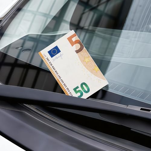 Anruzon Lustige Strafzettel für Falschparker Auto Gadgets, schlecht geparkt Rot 50€ Geldschein-Design - Scherzartikel für Autofahrer Falschparker Karten - Du parkst wie ein...