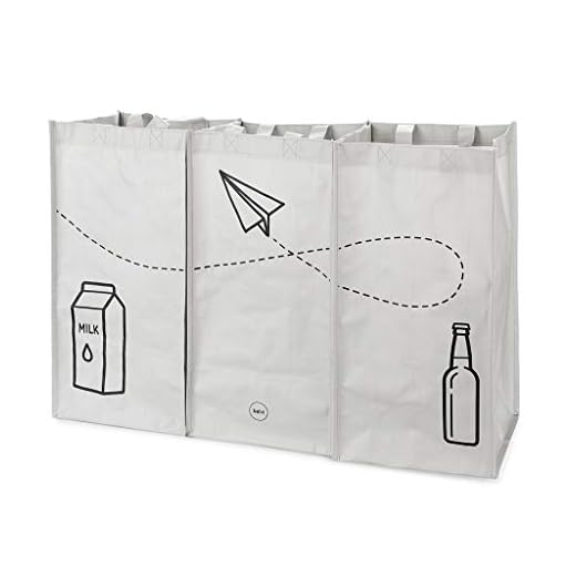 Balvi Set Bolsas Reciclaje Tidy Trash Color Gris Fabricadas con plastíco Reciclado Conjunto de 3 unid