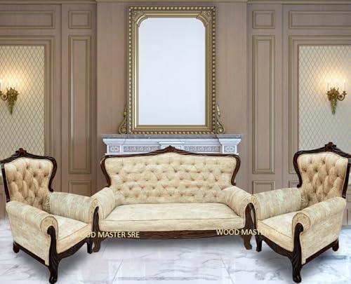 Image of Luxury Wooden Teakwwood Five Seater Sofa Set for Living Room (Honey Brown) Solid Wood Outdoor Chair 5 Seater Sofa | (18)