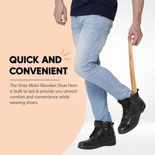 Image of Shoe Mistri Premium Long-Handled Shoehorn for Seniors & Adults - Durable, Lightweight Shoe Helper Tool with Ergonomic Handle for Easy Shoe Wearing - Shoe Horn Stick