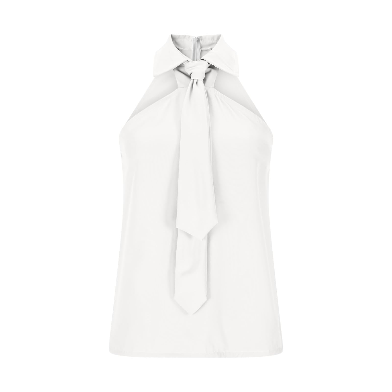Camiseta sin mangas de cuello de lazo para mujer, corte ajustado, top offshoulder, informal, pantalones de diseño propio