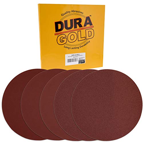 Image of Dura-Gold Premium 12 inch Sanding Discs Variety Pack Box - 60, 80, 120, 180, 240 Grit (1 Disc Each, 5 Total) - Sandpaper Discs with PSA Self Adhesive - Drywall, Floor, Woodworking, Auto for Power Sander