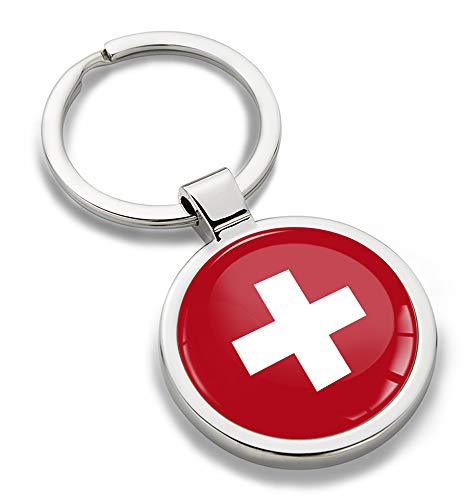 Biomar Labs® 3D Metal Porte-clés National Drapeau Swiss Suisse Switzerland Flag Cadeau pour Homme et Femme KK 192