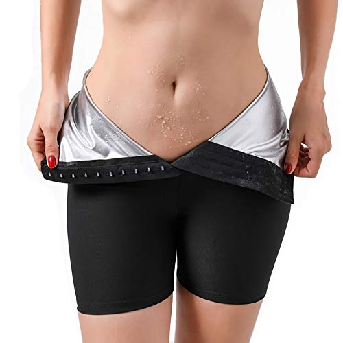 JPVDPA Women\'s High Waist Sauna Sweat Shorts Elastic Waist Trainer Leggings Shorts Weight Loss Workout Thigh Pants