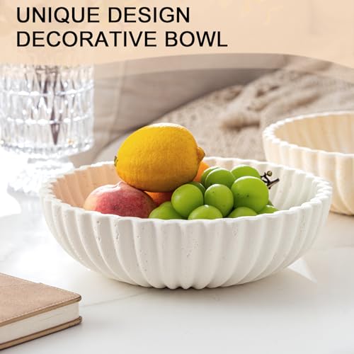 Large Decorative Fruit Bowl,10" Modern Snack Candy Bowl Off White - Image 5