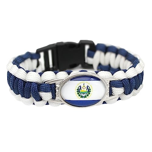 GONMFKM Pulsera Trenzada Con Bandera De Salvatore De Moda Mapa Vintage Pulseras Trenzadas Hechas A Mano Elásticas Para Mujer, Pulsera Trenzada Hecha A Mano Creativa Joyería De Paracord Novedosa Para
